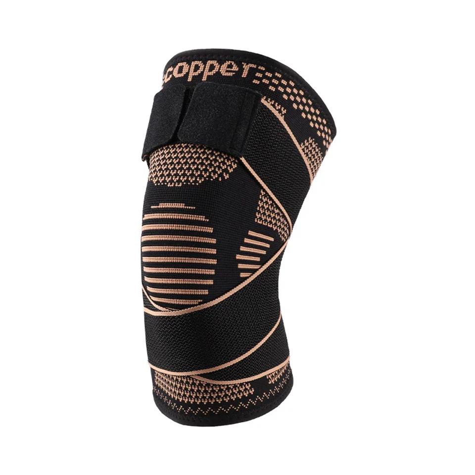 1Pcs Sports Copper Ion Strap Knee Pads Non-slip Knitted Nylon Knee Pads Fitness Jump Rope Basketball Running Gear Men Women