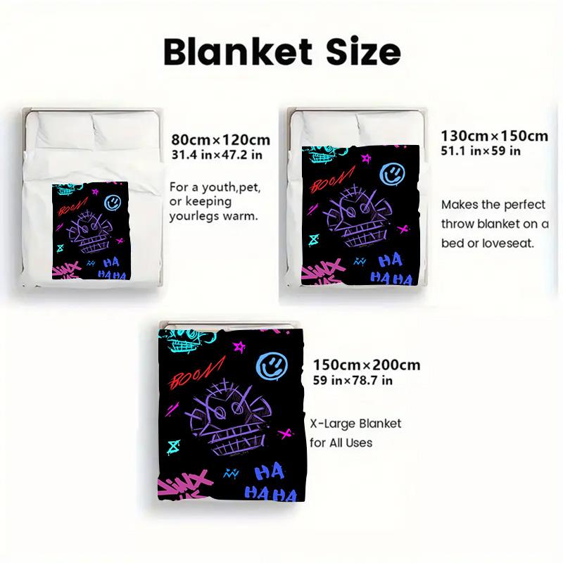 Graffiti 2D Flat Pattern Flannel Blanket High quality All Seasons Warmth and Comfort Perfect for Christmas Gifts.MMT0918457