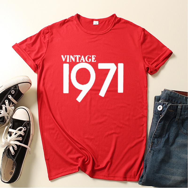 Vintage 1969 1971 Buchstabenaufdruck Damen T-Shirt Kurzarm O-Ausschnitt Locker Damen T-Shirt Damen T-Shirt Tops Kleidung Camisetas Mujer