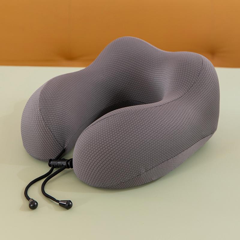 

Solid color ice silk double hump memory cotton U-shaped pillow travel storage car neck pillow nap pillow 28 * 30 cm 0.3kg темно-серого