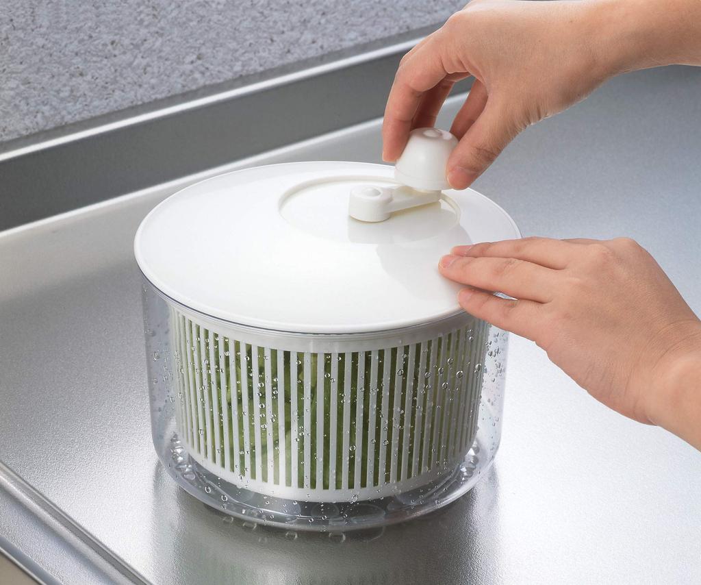Yoshikawa Vegetable Drainer Salad Spinner Balibari Salad 196 x Height Made in Japan Gift Wrapping Specification SP1194 (Diameter 170mm)