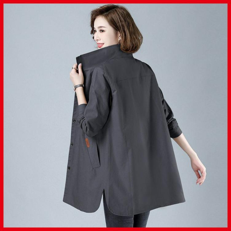 S-7XL 300 Kg Plus Size Women's Autumn and Winter Shirt Windbreaker Women's Mid-length Mother's Jacket Top