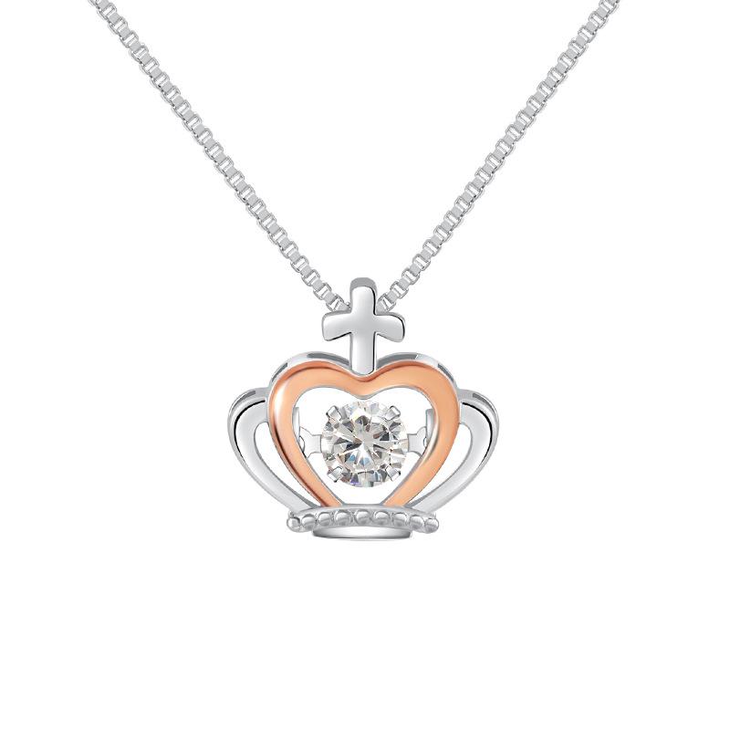 Beating heart pendant collarbone chain, simple and high-end smart crown necklace
