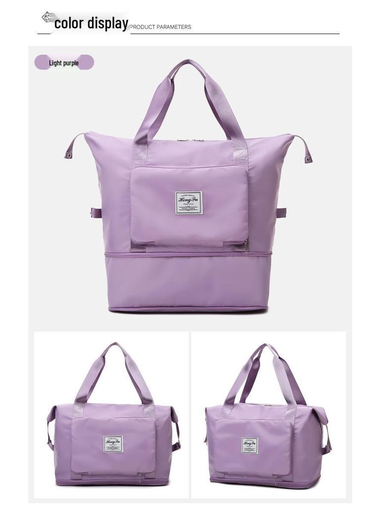 Skládací cestovní taška: Přenosná taška na jógu a fitness s oddělením na mokré a suché věci pro krátké výlety