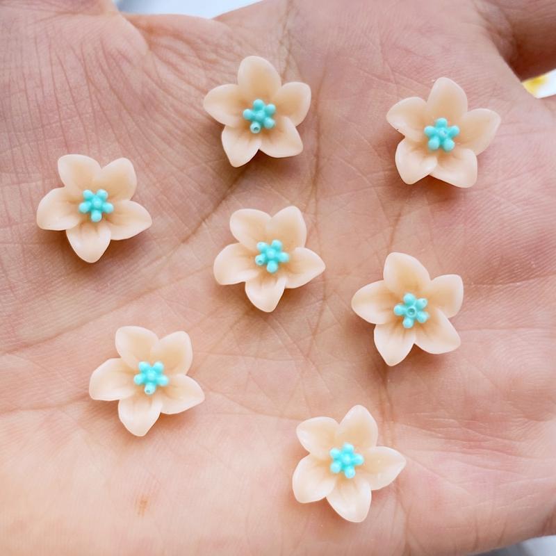

60Pcs New Cute 13mm Mini Flower Series Resin Flatback Cabochon Scrapbook Kawaii Embellishments Accessories