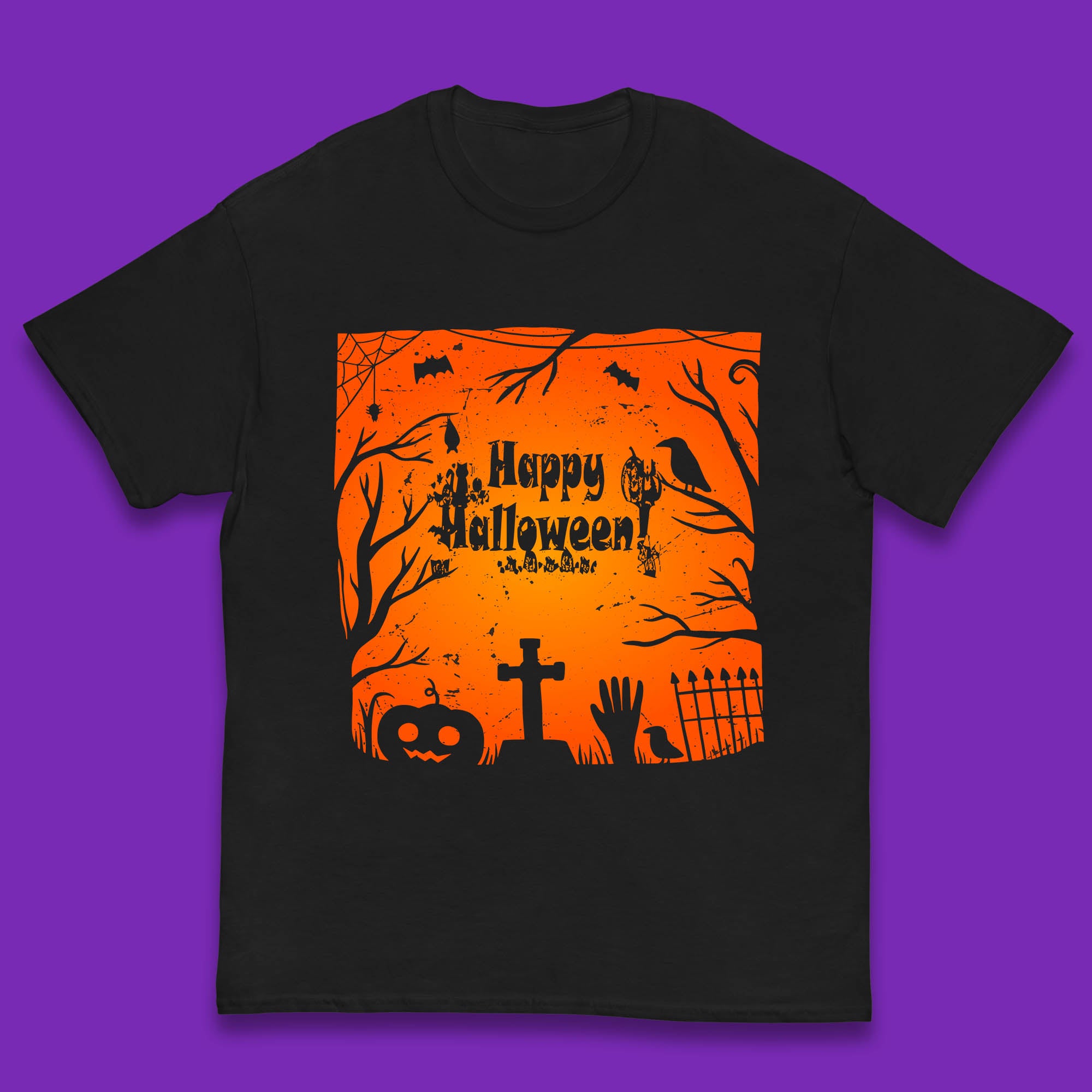 Happy Halloween Witch Hand Cross Sign Scary Pumpin Spooky Terrific Halloween Night Kids T Shirt 160
