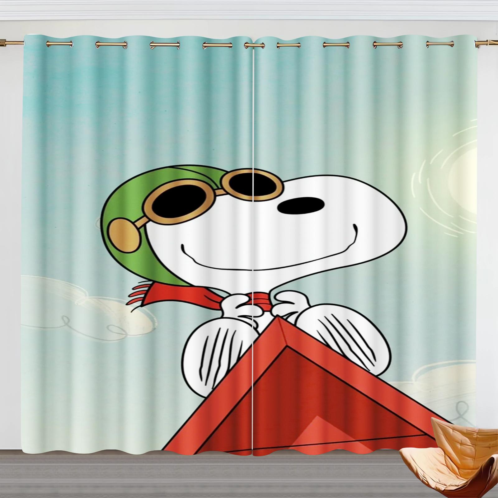 Tonnika Chen Cartoon Snoopy Curtain Children Polyester Happy Puppy Decoration Suitable Bedroom Kids Room Gifts Darkening Ideal For