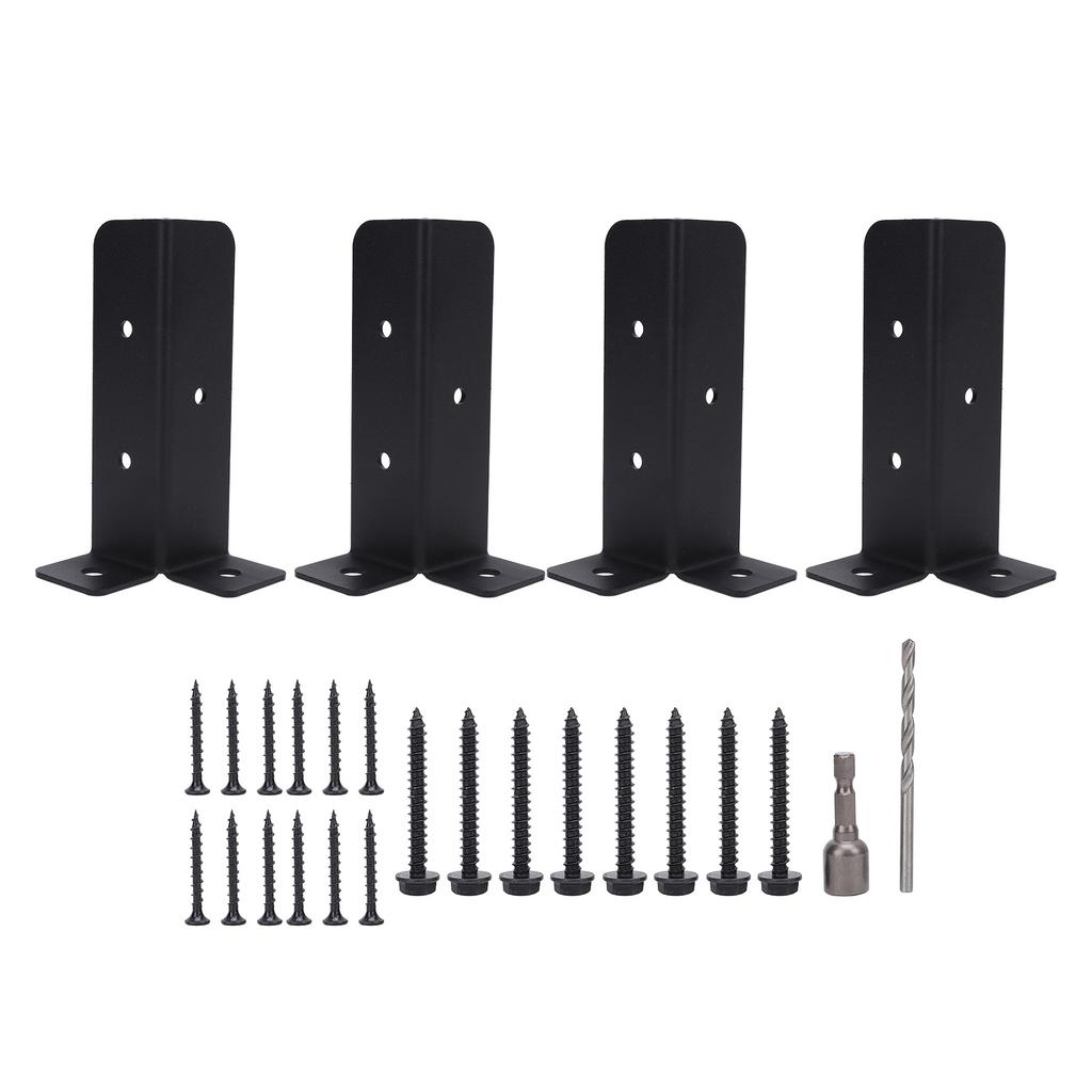 4 Sets Post Anchor Brackets Metal Base Bracket Mounting Kit for Deck Support Heavy Duty Fence Porch Railing Handrails
