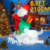6.8FT Xmas Holiday Inflatable Yard Decoration Santa Gift Bag Polar Bear LED Christma Decor Toy Supplies Home Decor Ornament Gift