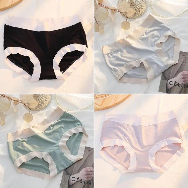 

4Pcs/Set Women s Panties Modal Underwear Female Comfortable Seamless Sexy Lingerie Intimates Underpants Briefs Girls Solid M-XL M&4pcs