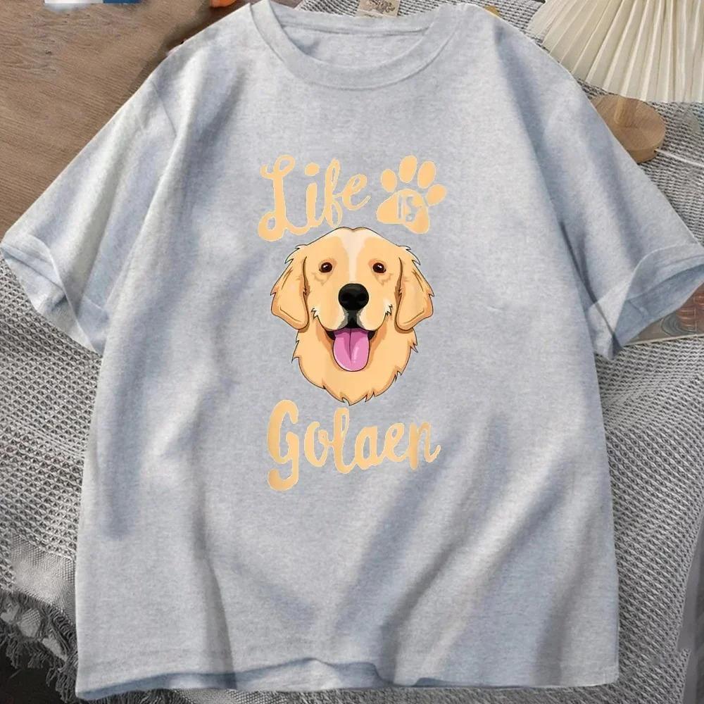2026 Life Is Golden Retriever TShirt Women Dog Owner Gift TShirt Loose Casual Tshirts Unisex Tops Tees Oneck Tee Tops