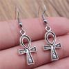 Classic Fashion Pharaoh Chief Ankh Cross Amulet Earrings Layered Valentine's Gift for Prom Nights