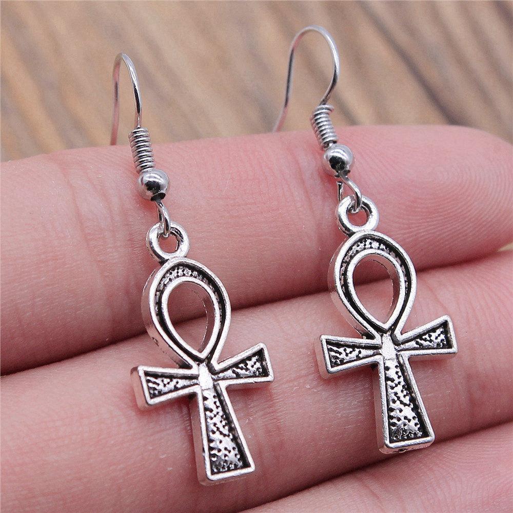 Classic Fashion Pharaoh Chief Ankh Cross Amulet Earrings Layered Valentine's Gift for Prom Nights