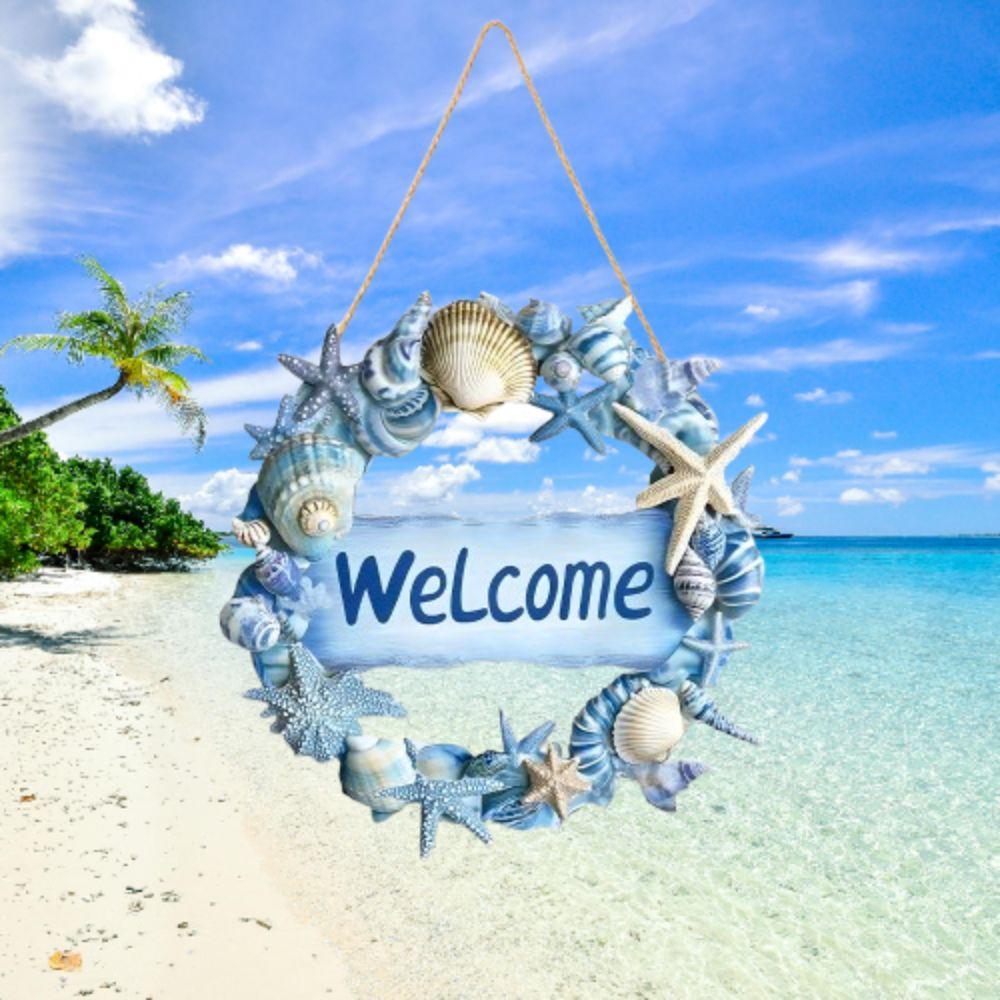 Wandkunst Sommer Willkommen Wandornamente Ozean-Thema Strandmuscheln Hängeschilder Café Bar