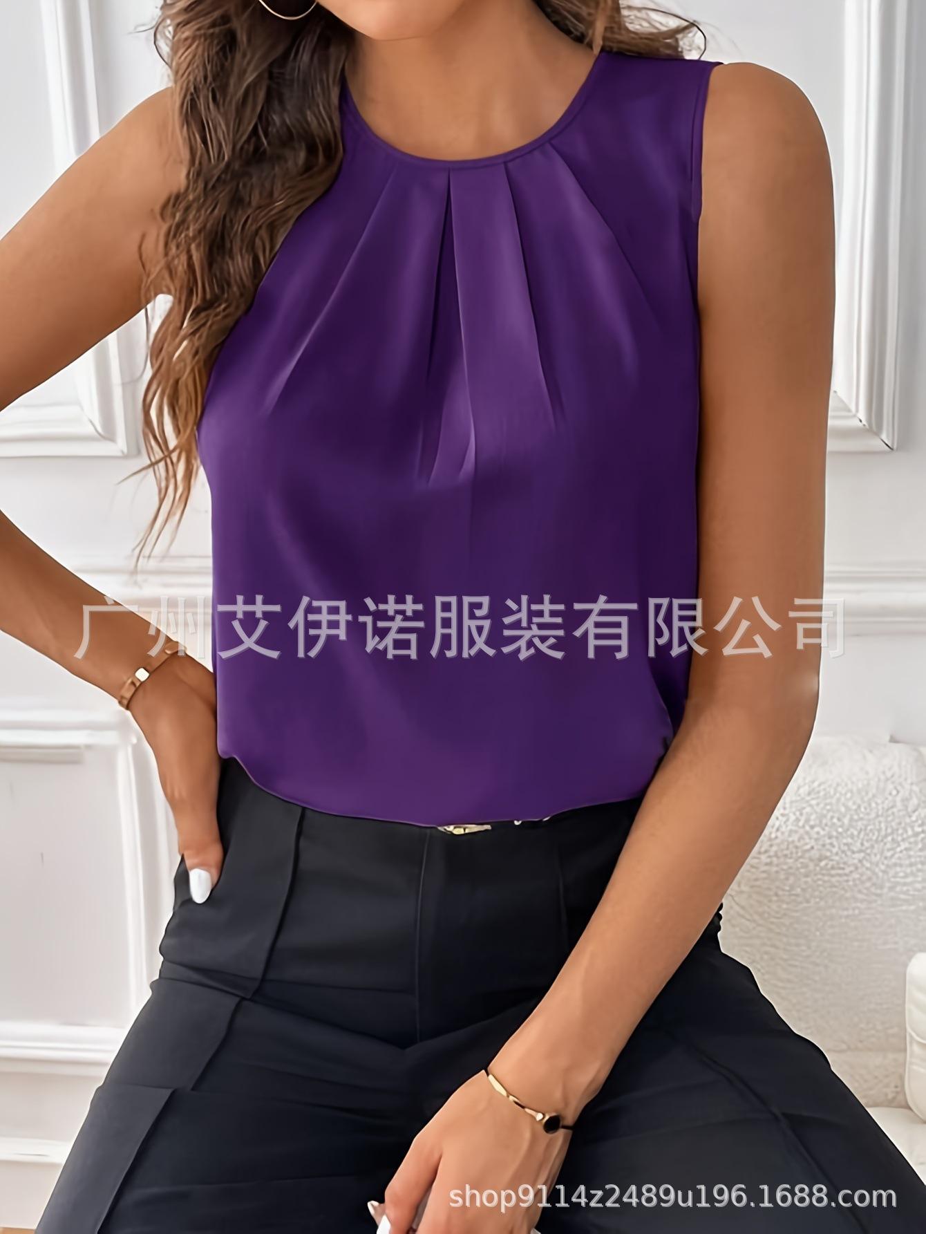 

Женская рубашка из рами с принтом и воротником-стойкой XL фиолетовый