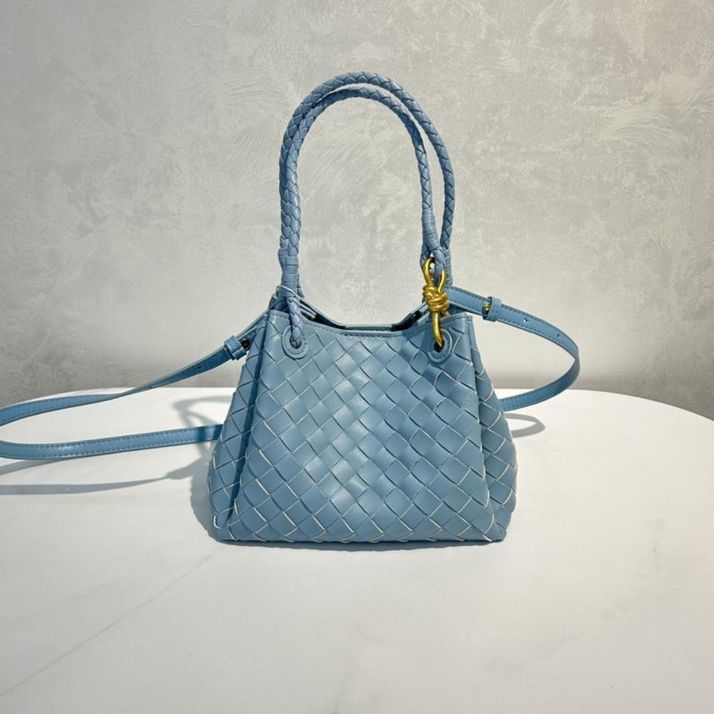 2025 New leather women's bag fashion classic woven bag butterfly buckle parachute shoulder oblique span bag