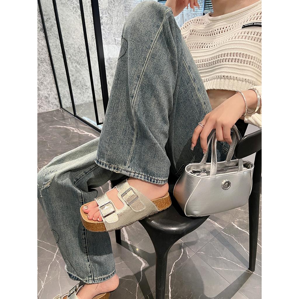 Classic~ Open-toed neck Ken shoes with platform buckle strap Boboken slippers 2025 summer new versatile one-word drag outer wear