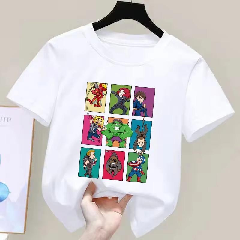 

2026 Superhero Boys and Girls Comfortable T-Shirt Summer Children s Cartoon Casual Crew Neck Short Sleeve Top 100