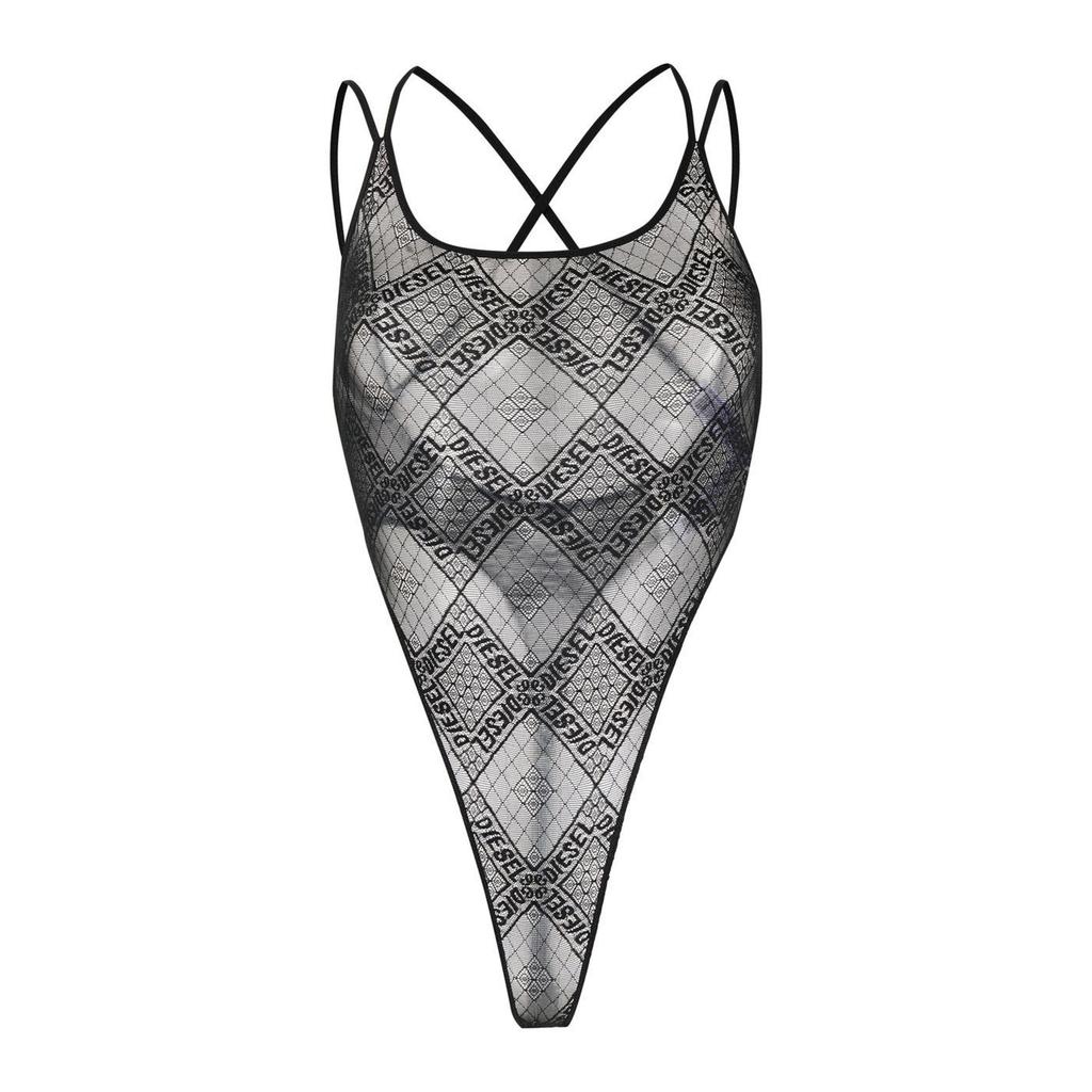 Body da donna Diesel Brita con logo all-over trasparente