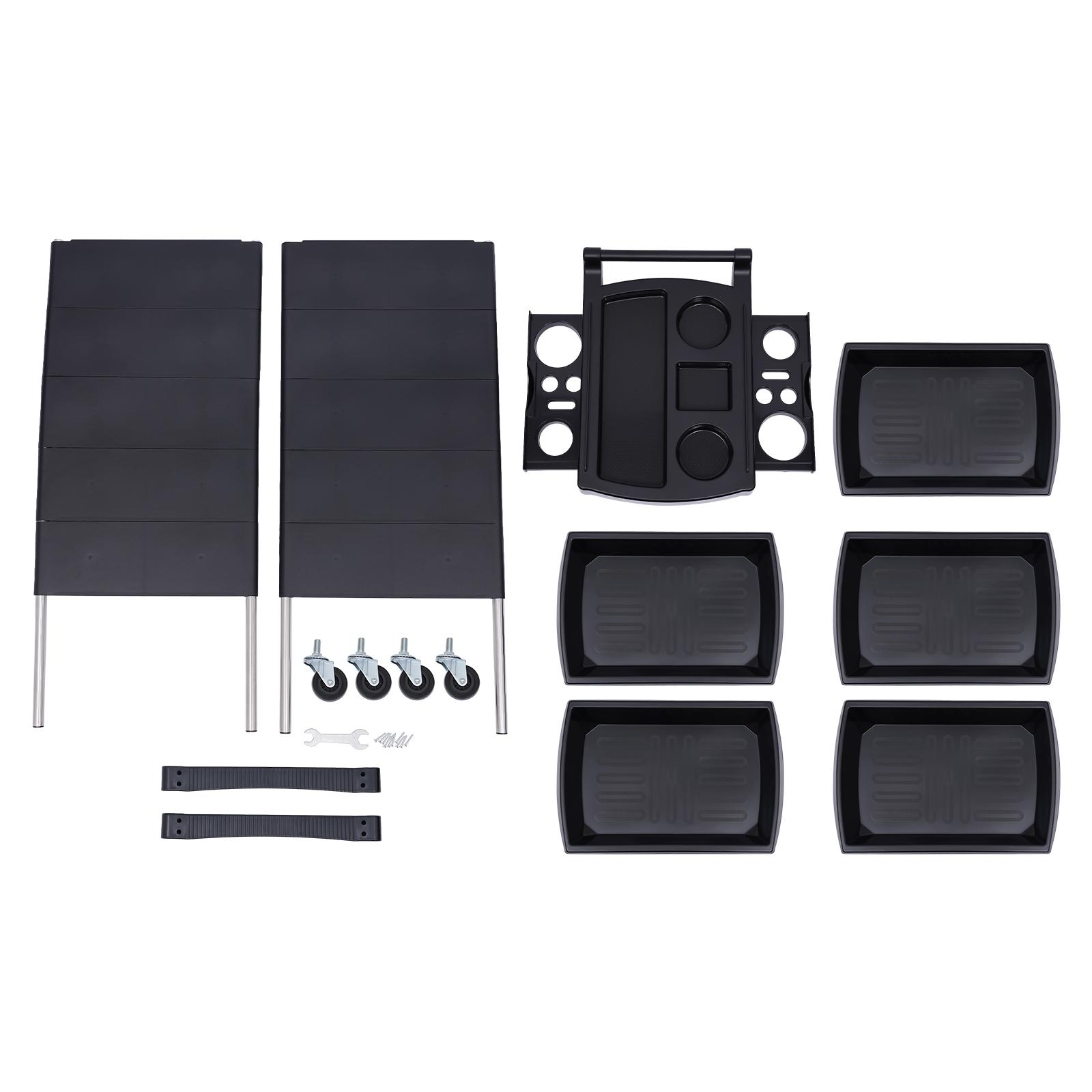 

Салонная тележка с ручкой и колесиками, 5 ящиков и 2 боковых лотка-держателя для фена, профессиональное парикмахерское роскошное спа-кресло чёрный