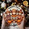 Vintage Happy Fall Yall Hochlandrind Kranz Runder Eisen Wandkunst Dekor für Bar Café Veranda Zuhause