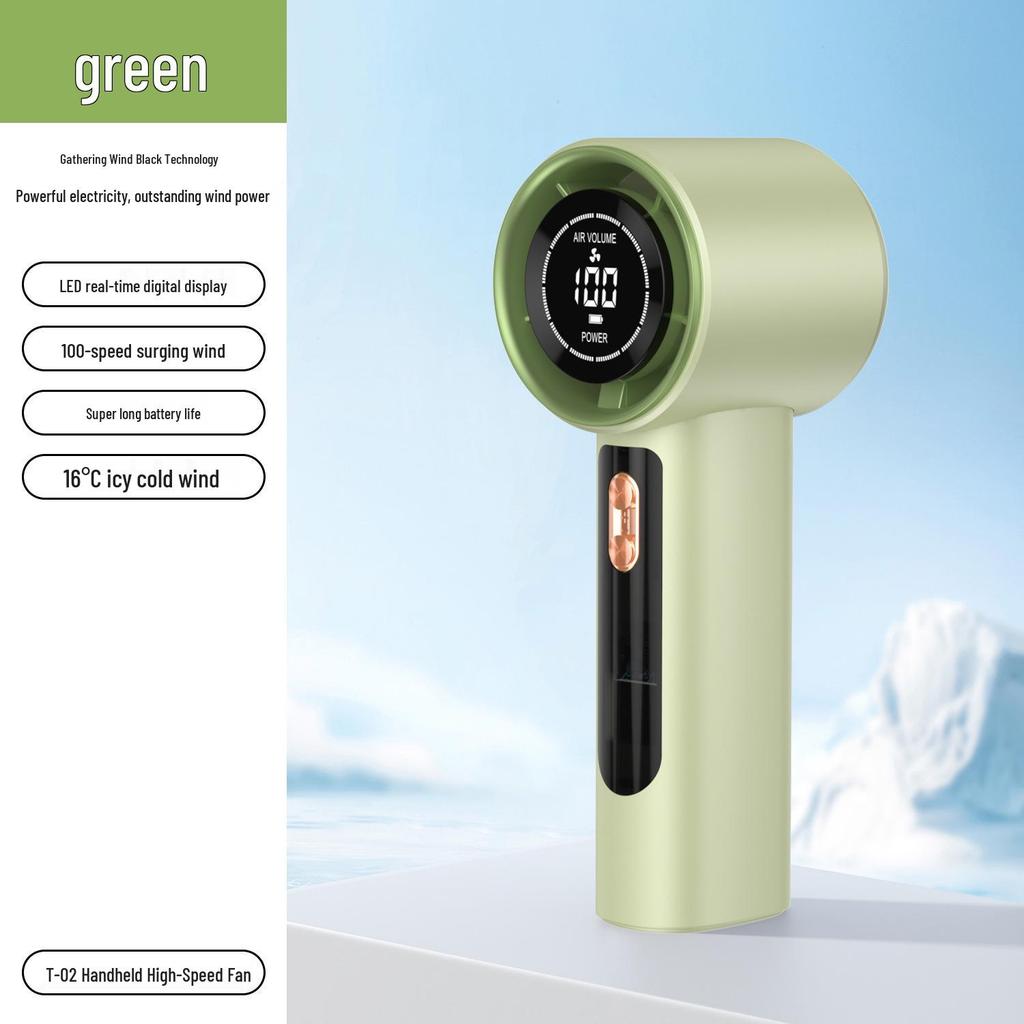 Mini USB Handheld Fan with 100-Speed Digital Display and Cooling Ice Pack
