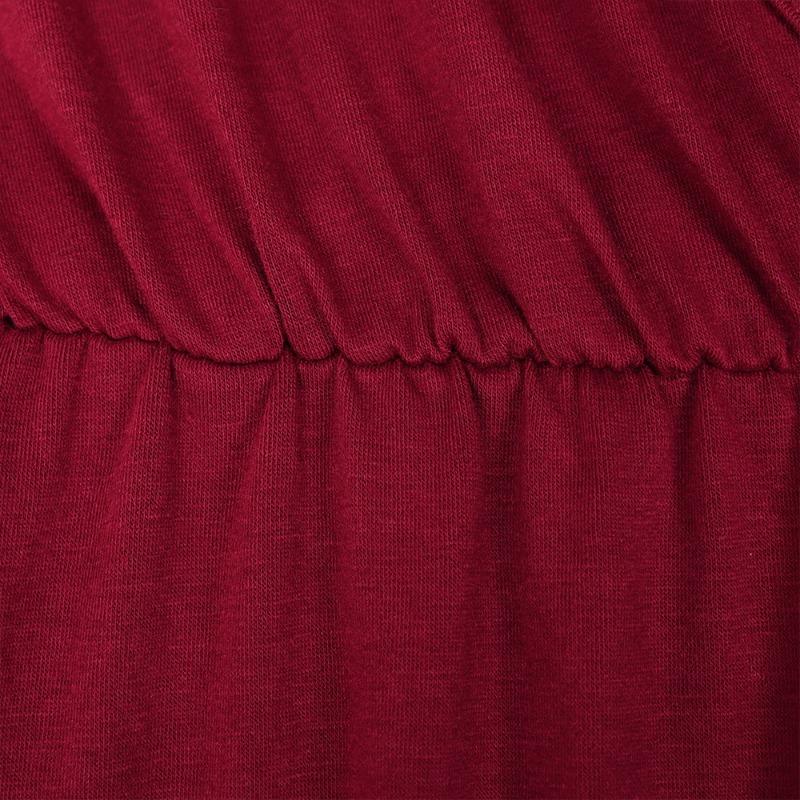 Spring and Autumn Women's Dress Plus Size Fashion Temperament Solid Color V-Neck Dresses