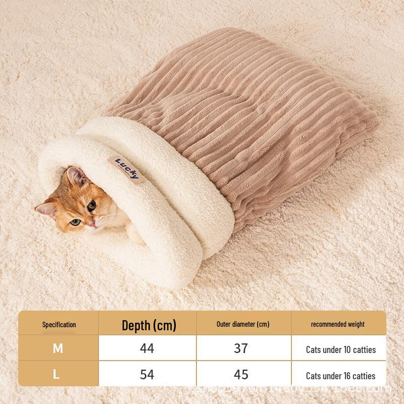 

Уютное кошачье гнездо: Толстый теплый спальный мешок для котят, всесезонный дизайн с отверстием для безопасности Large Cat Nest Sleeping Bag