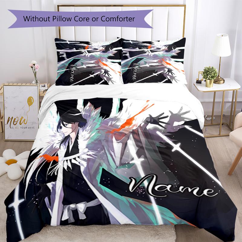 3pcs Custom Name Byakuya Kuchiki Bedding Set Duvet Cover Closure Includes 1 Duvet Cover & 2 Pillowcases for All Seasons Bedroom Decor