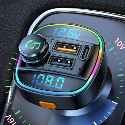 Trasmettitore FM Bluetooth 5.0 vivavoce per autoradio modulatore lettore MP3 con adattatore di ricarica super rapida USB da 22,5 W per auto