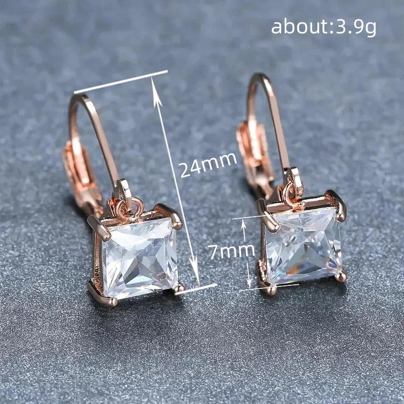 Zircon Earrings, Fresh Design Geometric Square Earrings, Simple Temperament Stud Earrings Women'S Earrings