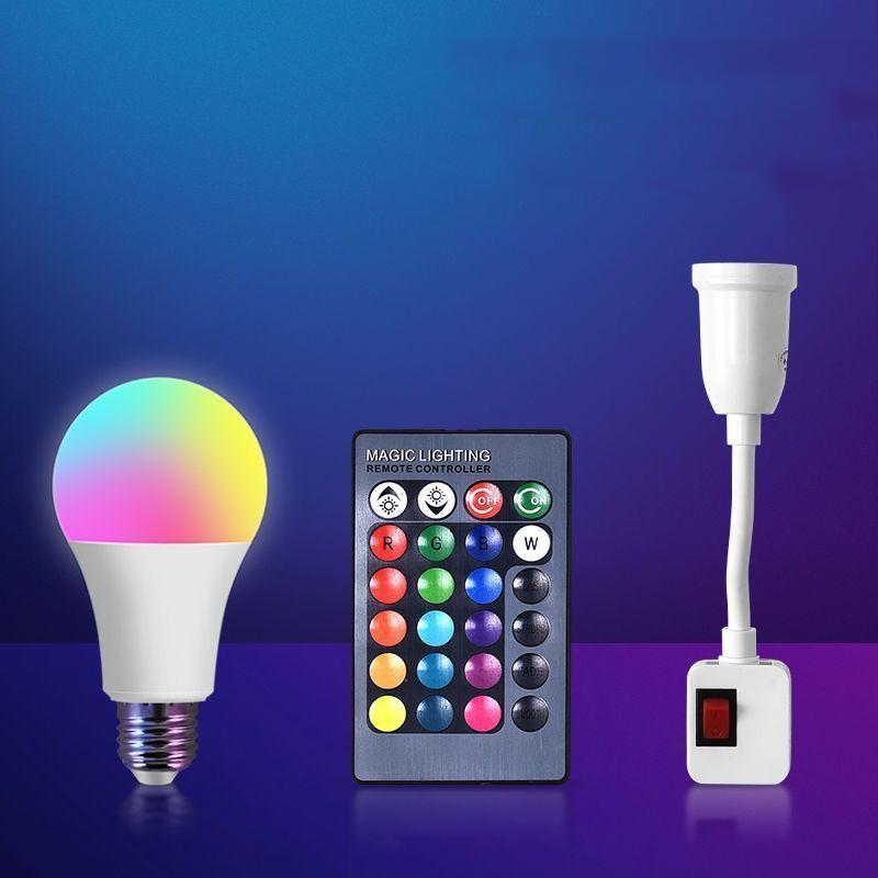 

16 цветов RGB лампа LED многоцветная лампа E27 220В бытовое освещение диммируемая 24-кнопочный пульт дистанционного управления умная лампа атмосферный свет 20W 16-color dimming