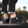 Men's loafers new large-sized fashionable thick-soled sneakers men's lacquered casual sports shoes  Low heels men's punk shoes