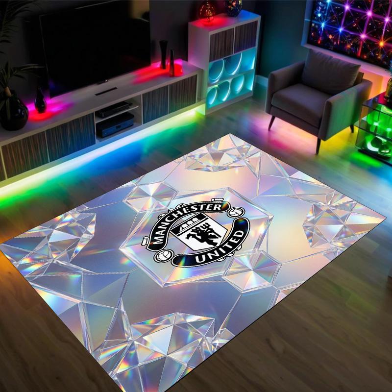 Design Manchester United Křišťálový sametový koberec Útulný Ne?Protiskluzová tištěná předložka do ložnice, obývacího pokoje, předsíně