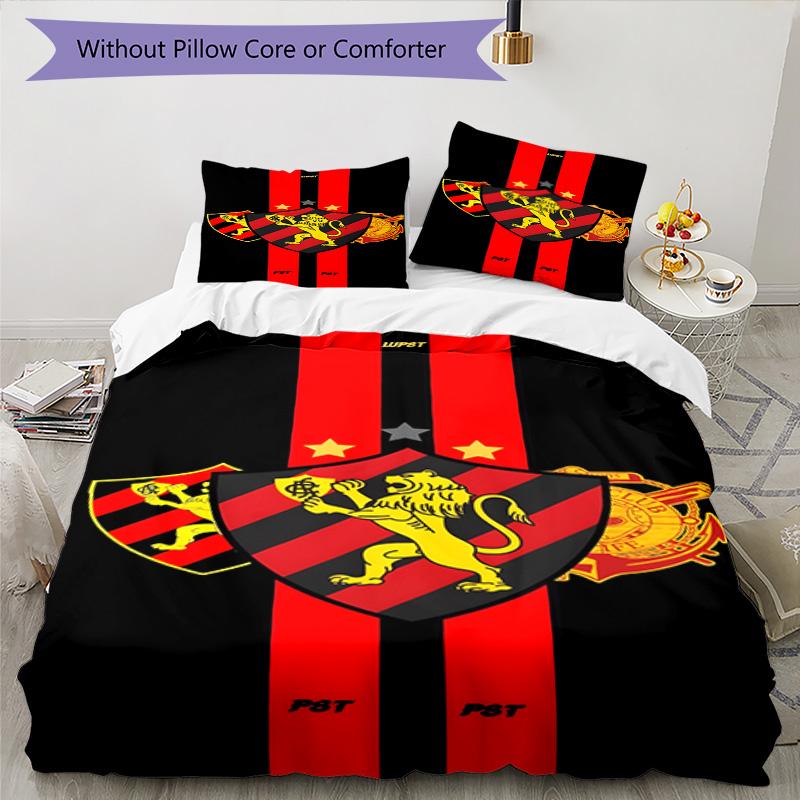 Sport Club Football Crest Printed Pattern Duvet Cover Set – includes 1 duvet cover and 2 matching pillowcases Bedroom decor Christmas gifts