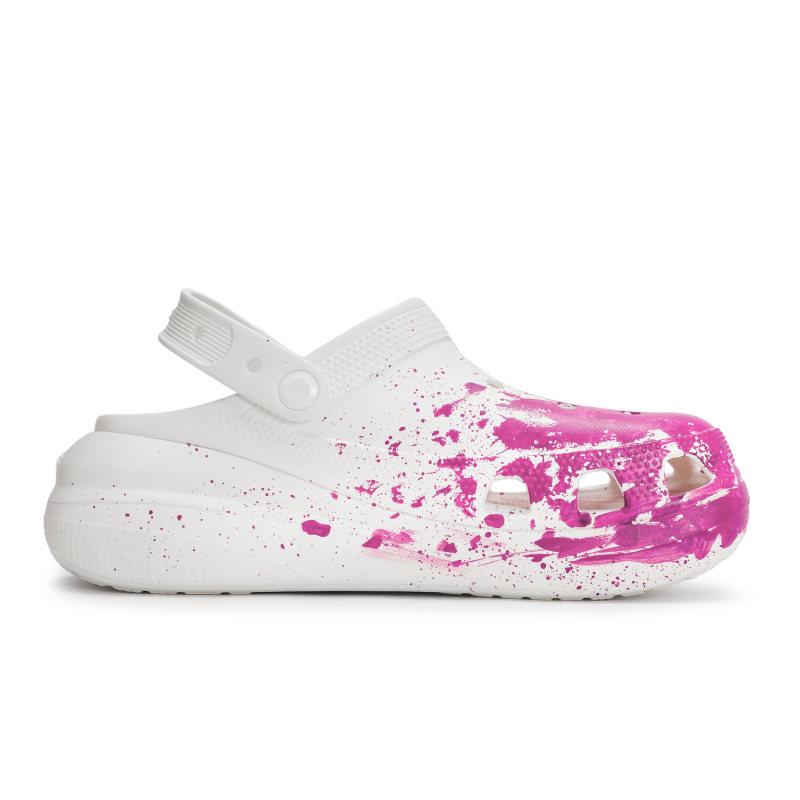 Crocs Crush Clog 811 Manufacturing Chance Encounter Scene Fluid Splash Ink Gift Box Hole Shoes Same for Men and Women White Pink