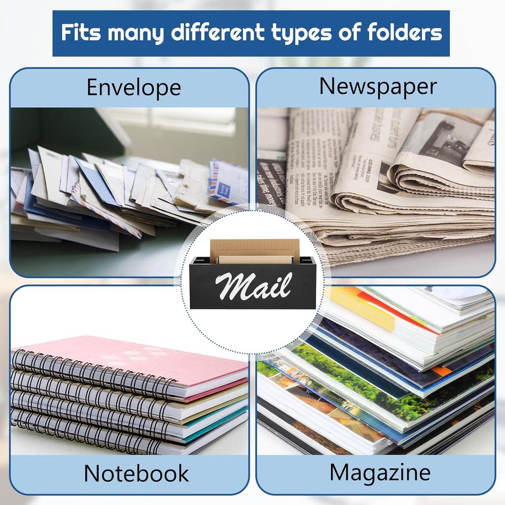 Magnetic Mail Organizer for Fridge File Holder with 2 Slots Magnetic Mail Box for Wall Desk Countertop Basket Letter Holder for Home