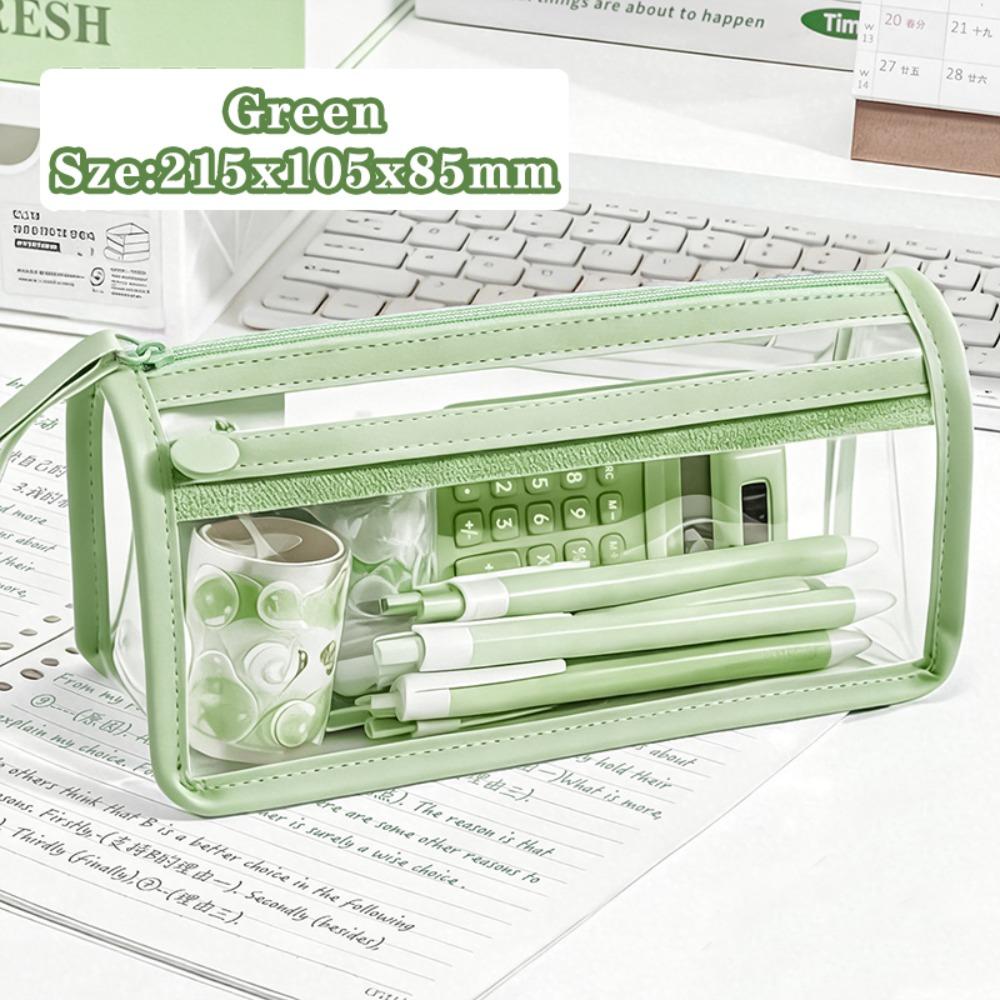 Transparent Pen Bag Stable Triangle Base Stationery Pouch Multi-functional Pencil Case  Students