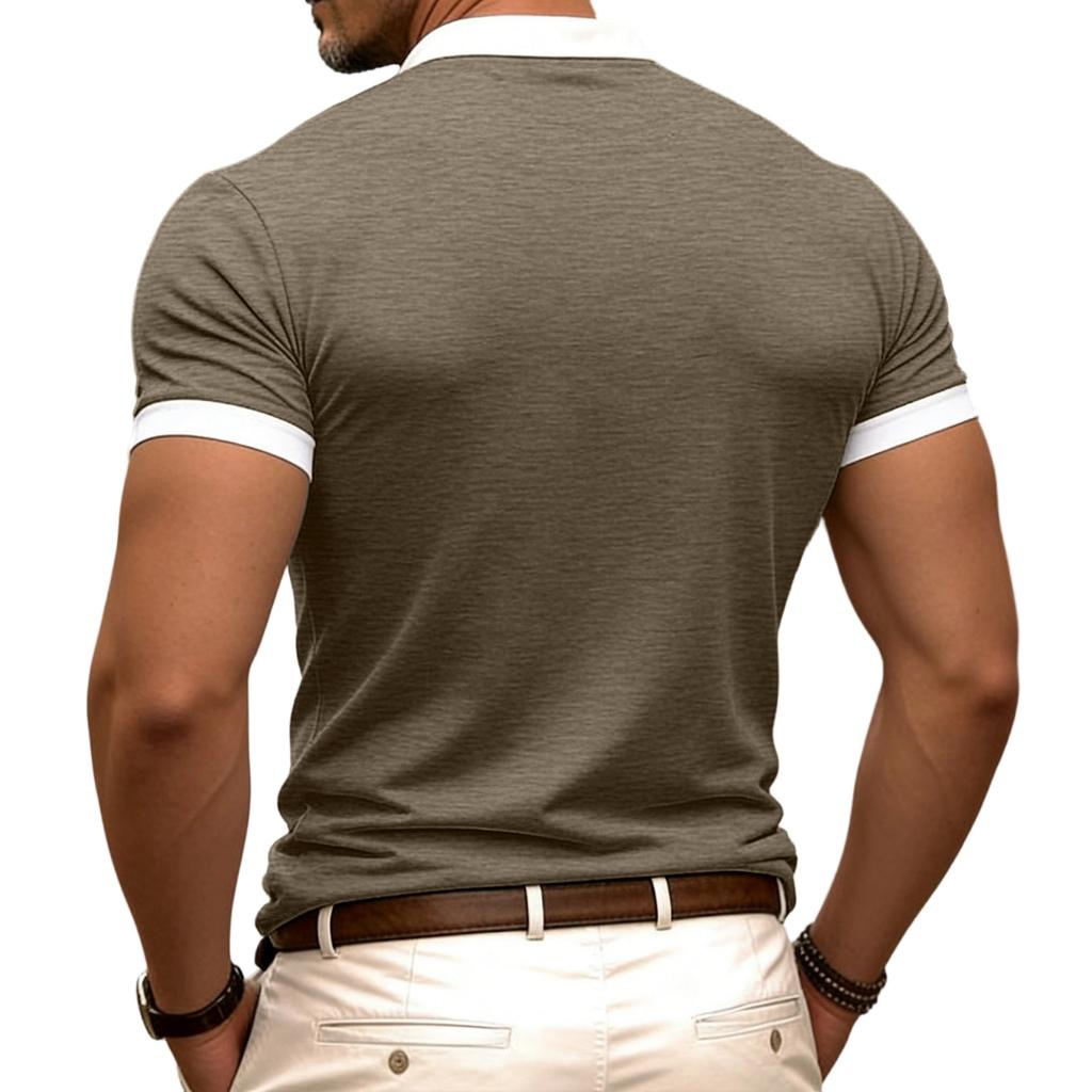 Men's Fashionable Casual Multi-color Short-sleeved Shirt  Men's Loose And Comfortable Stand-up Collar Top