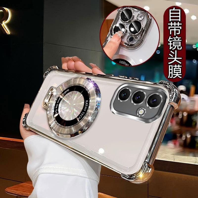 Wstrząsoodporne Brokatowe Platerowane Magnetyczne Etui z Uchwytem Dla Samsung Galaxy A05 A05S A04 A04E A03S A02S A03 A02 A51 A71 A21S A31 Cover