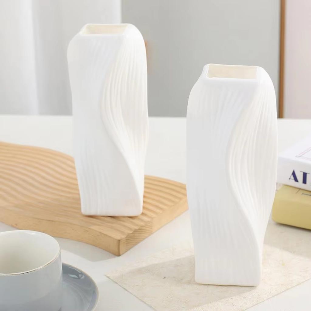 Plastic Decorative Vase Shatterproof Hemp Rope Folding Vase for Living Room