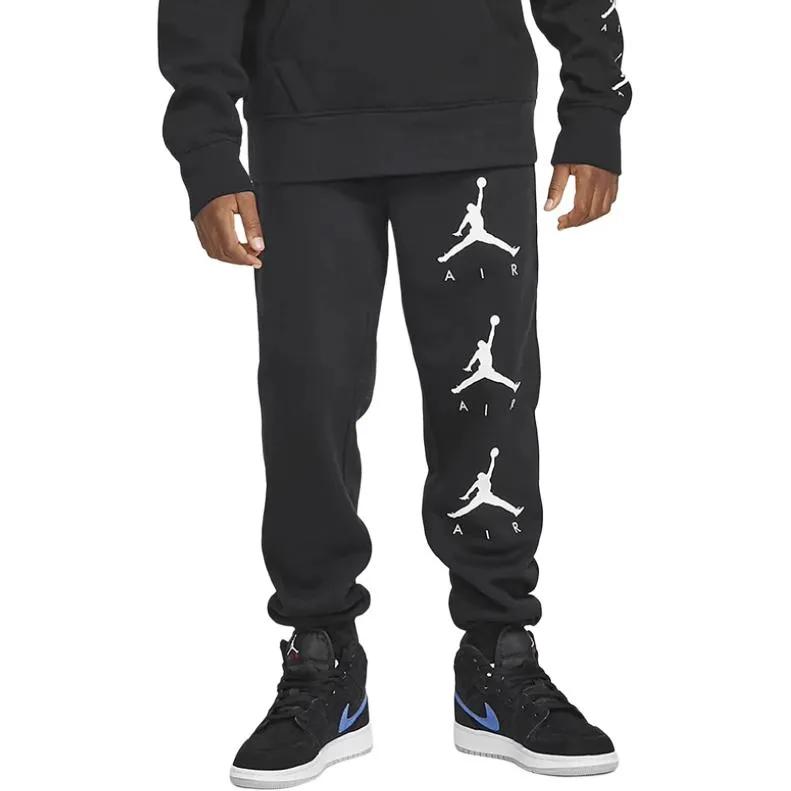 Jordan Kids' Apparel , Flyknit Jordan Logo Pattern Drawstring Fleece Lined Lace Up Elastic Cuff Full Length Pants (Unisex) Kids' Sweatpants
