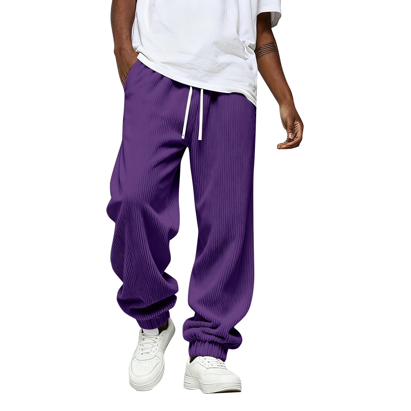 

Мужские однотонные свободные спортивные штаны Мужские повседневные модные спортивные штаны L фиолетовый