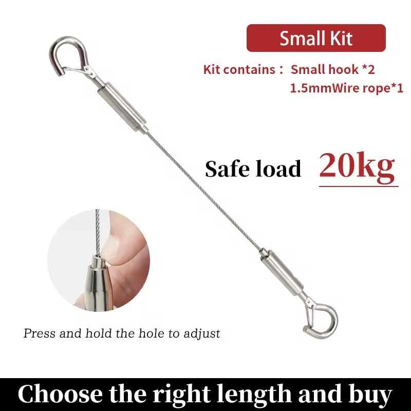 1.5mm/2mm/3mm stainless steel wire rope with adjustable spring hook, clothesline hanging rope