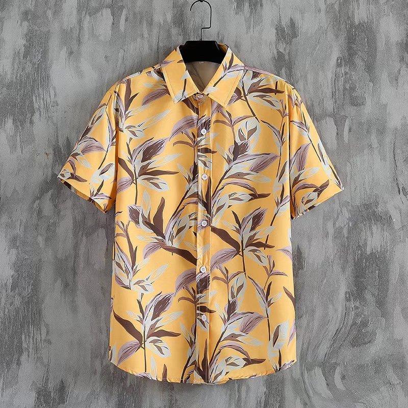 Hawaii beach men's and women's short-sleeved shirts seaside casual vacation shirts floral men's