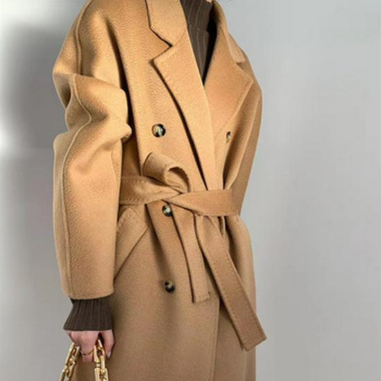 M Family Water Ripple High-End Women's Double-Sided Cashmere Coat