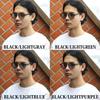 Crown Panto Sunglasses for Men and Fashion Comes with Green F (Eight) Women, Photochromic, Polarized, Glasses, Case, Black/Light