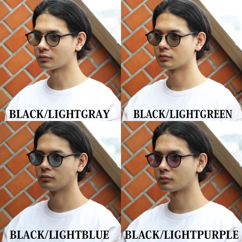 Crown Panto Sunglasses for Men and Fashion Comes with Green F (Eight) Women, Photochromic, Polarized, Glasses, Case, Black/Light
