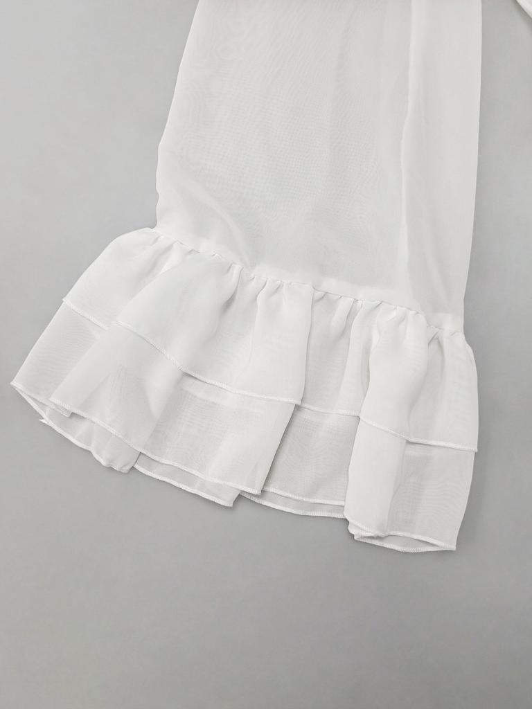 Sexy Träger-Durchsicht-Umhang-Oberteil im europäischen & amerikanischen Stil mit Rüschen-Langarm - Damen Sommer-Überwurf-Top