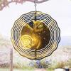 Golden Magic Owl Wind Chime 3D Visual Hanging Outdoor Bird Deterrent Rotating 360 Degree for Garden Patio Wedding Decor No Electricity